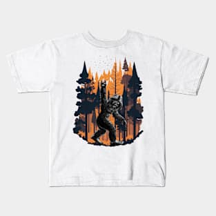 Forest Swagger: Bigfoot's Cool Camouflage Kids T-Shirt